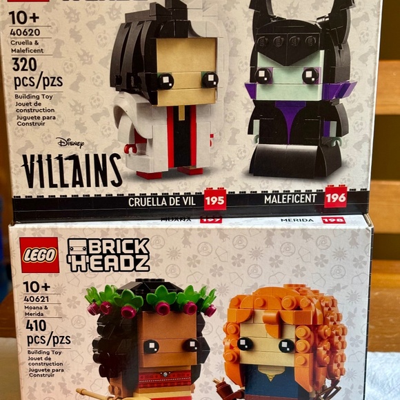 Lego Other - UNOPENED Set of 2 BRICKHEAD Merida & Moana 40621 & 40620 Cruella & Maleficient